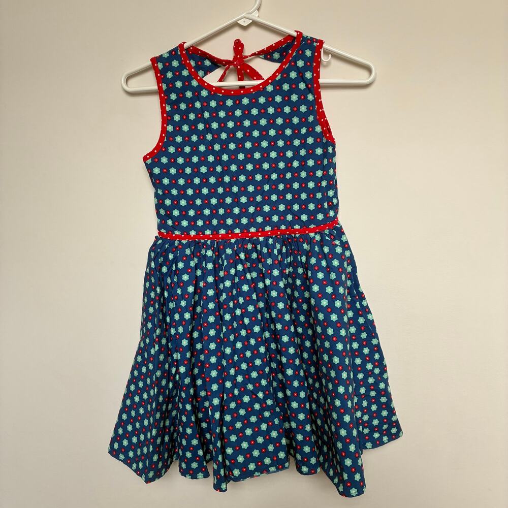 Matilda Jane Dress Size 12 Blue Floral Tie Back Twirl USA